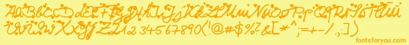 Iloveyou Font – Orange Fonts on Yellow Background