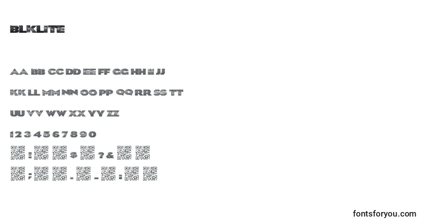Schriftart Blklite – Alphabet, Zahlen, spezielle Symbole