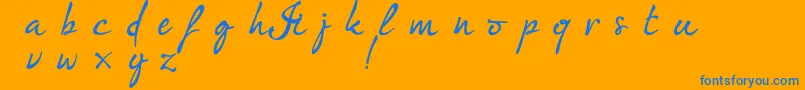 Im fashionista DEMO version-Schriftart – Blaue Schriften auf orangefarbenem Hintergrund
