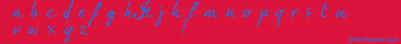 Im fashionista DEMO version-Schriftart – Blaue Schriften auf rotem Hintergrund