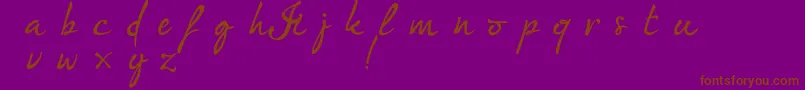 Im fashionista DEMO version-Schriftart – Braune Schriften auf violettem Hintergrund