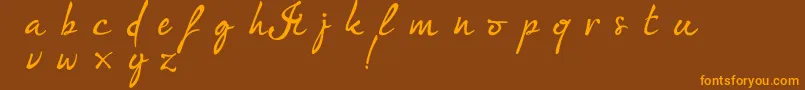 フォントIm fashionista DEMO version – オレンジ色の文字が茶色の背景にあります。