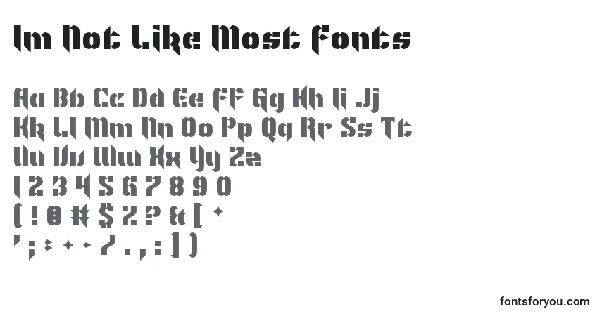 Im Not Like Most Fontsフォント–アルファベット、数字、特殊文字