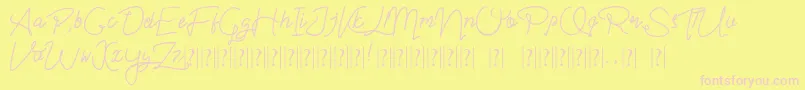 Im yours-Schriftart – Rosa Schriften auf gelbem Hintergrund