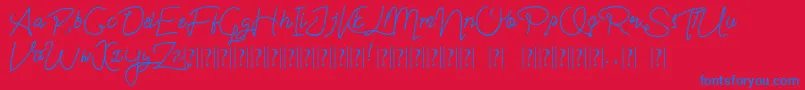 Im yours Font – Blue Fonts on Red Background