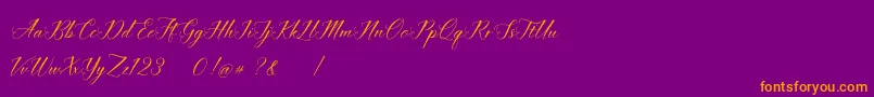 imata Script DEMO Font – Orange Fonts on Purple Background