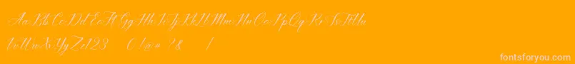 imata Script DEMO-Schriftart – Rosa Schriften auf orangefarbenem Hintergrund