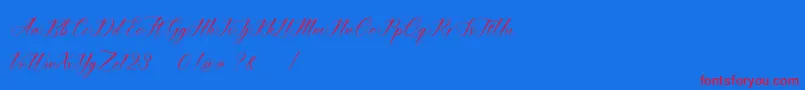 imata Script DEMO-Schriftart – Rote Schriften auf blauem Hintergrund