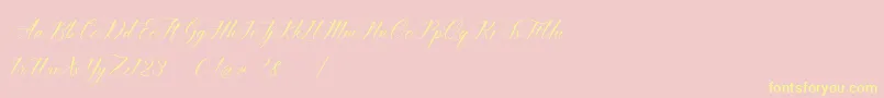 imata Script DEMO-Schriftart – Gelbe Schriften auf rosa Hintergrund