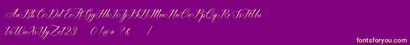 imata Script DEMO Font – Yellow Fonts on Purple Background