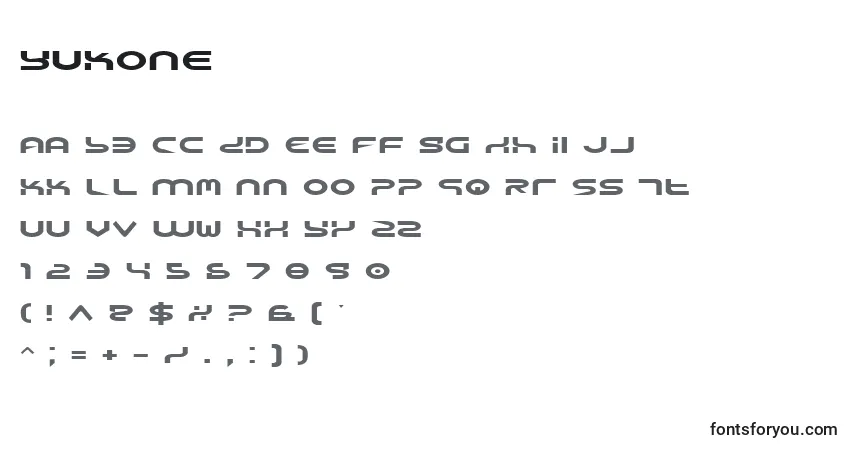 Schriftart Yukone – Alphabet, Zahlen, spezielle Symbole