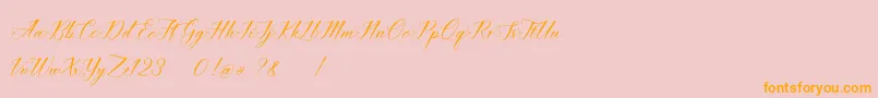 フォントimata Script DEMO – オレンジの文字がピンクの背景にあります。