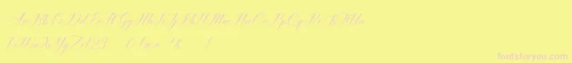 imata Script DEMO-Schriftart – Rosa Schriften auf gelbem Hintergrund