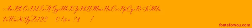Czcionka imata Script DEMO – czerwone czcionki na pomarańczowym tle