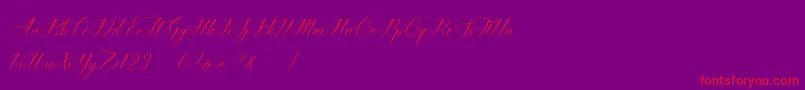 imata Script DEMO-Schriftart – Rote Schriften auf violettem Hintergrund