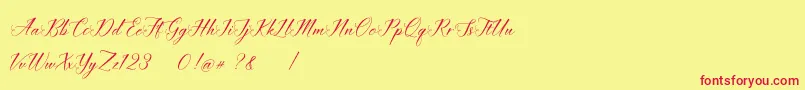 Шрифт imata Script DEMO – красные шрифты на жёлтом фоне