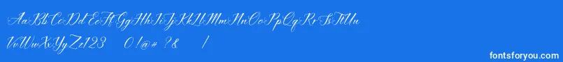 imata Script DEMO-Schriftart – Weiße Schriften auf blauem Hintergrund