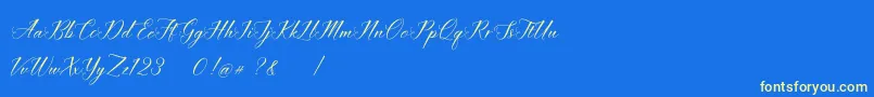 フォントimata Script DEMO – 黄色の文字、青い背景