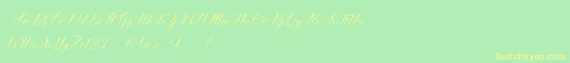 Czcionka imata Script DEMO – żółte czcionki na zielonym tle
