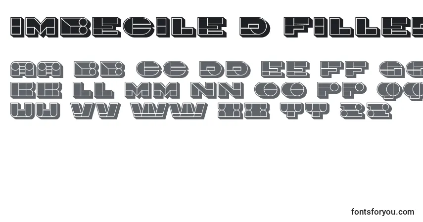 Schriftart Imbecile3D Filled – Alphabet, Zahlen, spezielle Symbole