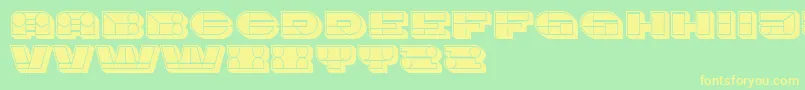 フォントImbecile3D Filled – 黄色の文字が緑の背景にあります