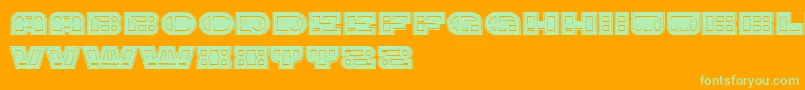 ImbecileAbstract HeavyFilled-Schriftart – Grüne Schriften auf orangefarbenem Hintergrund