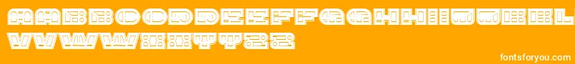 ImbecileAbstract HeavyFilled-Schriftart – Weiße Schriften auf orangefarbenem Hintergrund