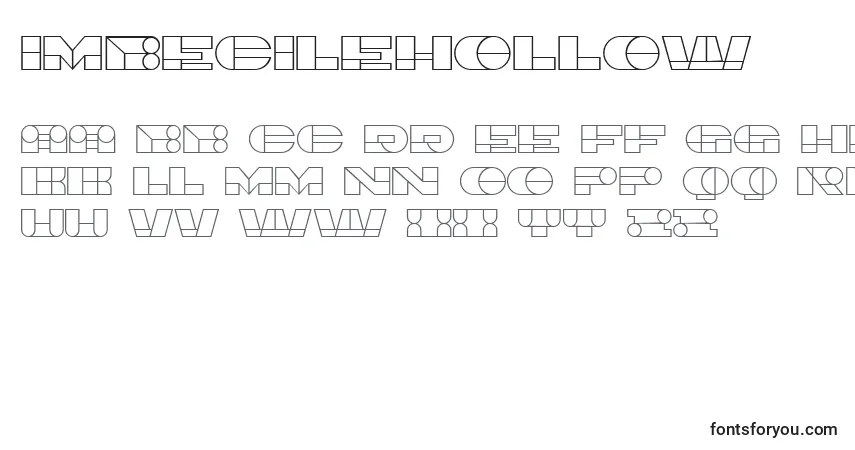 Czcionka ImbecileHollow – alfabet, cyfry, specjalne znaki