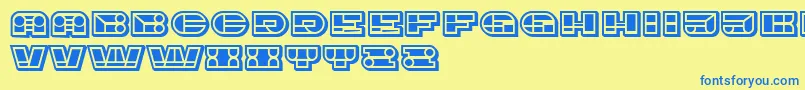 フォントImbecileOrnamental FilledBlack – 青い文字が黄色の背景にあります。