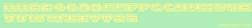 フォントImbecileOrnamental FilledBlack – 黄色の文字が緑の背景にあります