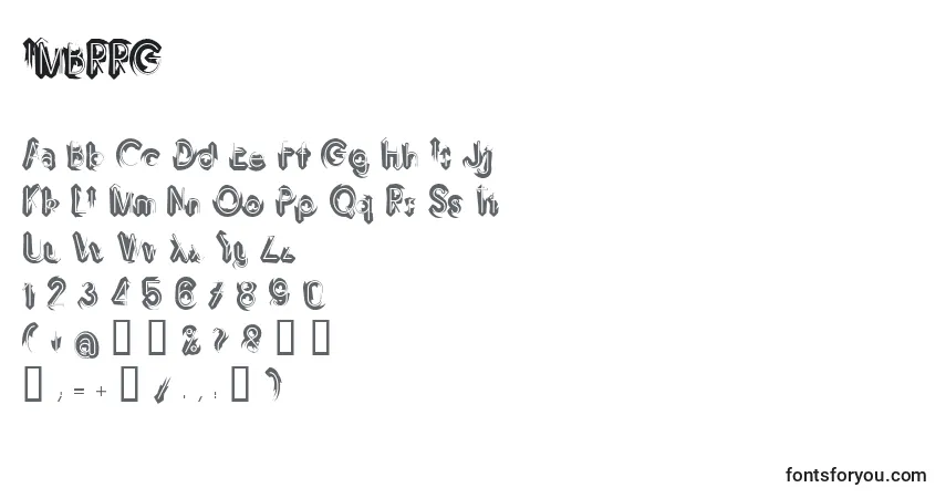 A fonte IMBRRG   (130216) – alfabeto, números, caracteres especiais