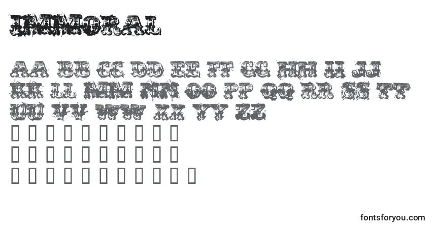 Шрифт Immoral (130219) – алфавит, цифры, специальные символы