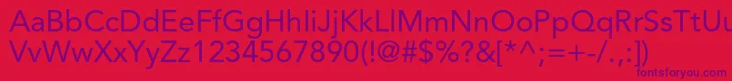 AvenirltstdRoman-Schriftart – Violette Schriften auf rotem Hintergrund