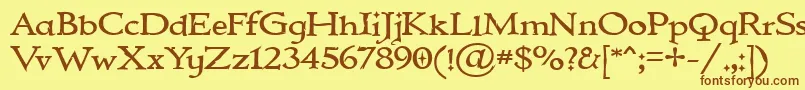 フォントIMMORTAL – 茶色の文字が黄色の背景にあります。