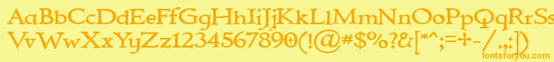 フォントIMMORTAL – オレンジの文字が黄色の背景にあります。