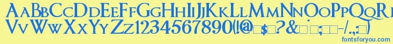 ImperatorSmallCaps Bold-Schriftart – Blaue Schriften auf gelbem Hintergrund