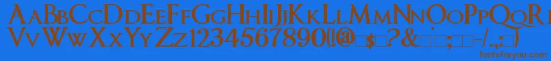 フォントImperatorSmallCaps Bold – 茶色の文字が青い背景にあります。