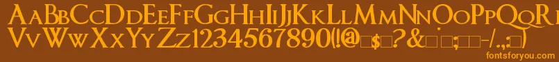 ImperatorSmallCaps Bold-Schriftart – Orangefarbene Schriften auf braunem Hintergrund