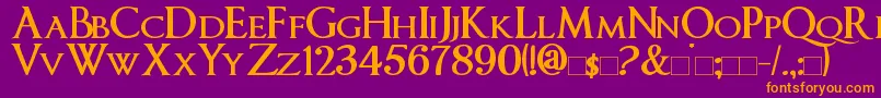 ImperatorSmallCaps Bold-fontti – oranssit fontit violetilla taustalla
