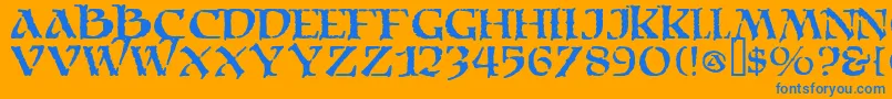 Moria Font – Blue Fonts on Orange Background