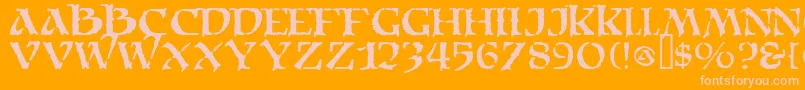 Moria Font – Pink Fonts on Orange Background