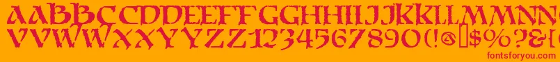 フォントMoria – オレンジの背景に赤い文字