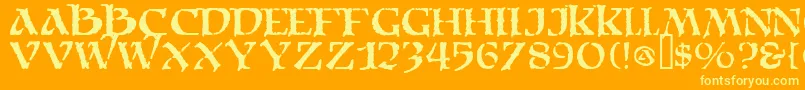 Moria Font – Yellow Fonts on Orange Background