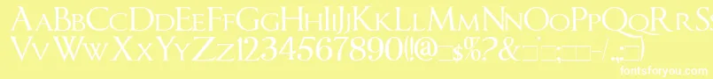 ImperatorSmallCaps-Schriftart – Weiße Schriften auf gelbem Hintergrund
