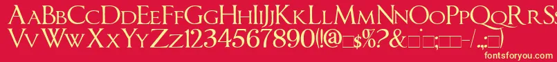 フォントImperatorSmallCaps – 黄色の文字、赤い背景