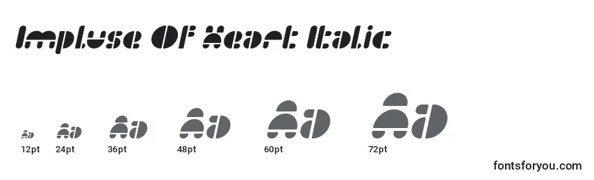 Größen der Schriftart Impluse Of Heart Italic