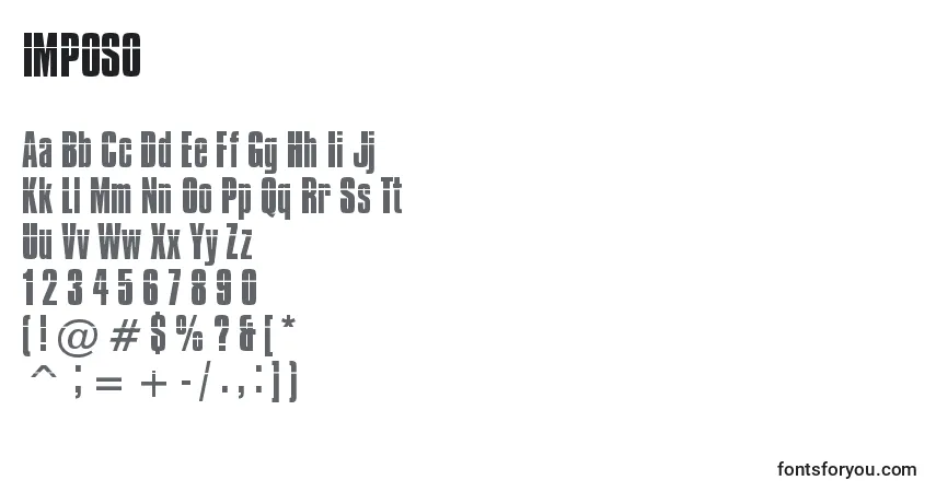 A fonte IMPOS0   (130237) – alfabeto, números, caracteres especiais