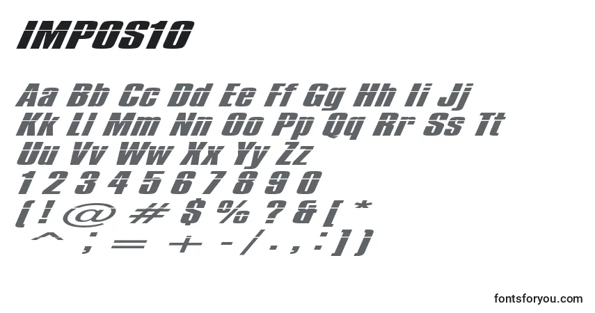 Schriftart IMPOS10  (130239) – Alphabet, Zahlen, spezielle Symbole