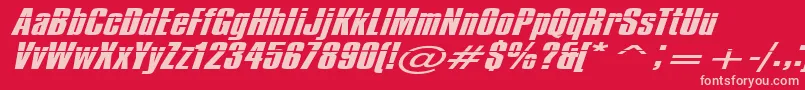 IMPOS50  Font – Pink Fonts on Red Background