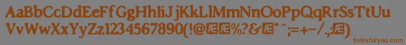 フォントimposs accents – 茶色の文字が灰色の背景にあります。